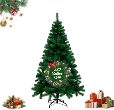 Árvore De Natal 1,20m Pinheiro Luxo 220 Galhos Cheia Resistente Pinheiro De Natal Tradicional Verde Premium Cheia — Realista e Elegante Natal Encantador Decoração de Casa