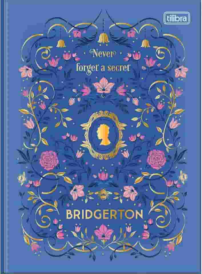 Tilibra - Caderno Brochura Capa Dura Colegial Bridgerton 80 Folhas - Never Forget A Secret Azul