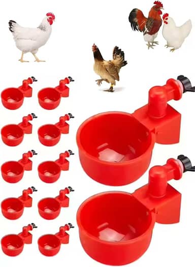 Kit 10 Bebedouro Para Aves Controle Automático Nível De Água Cor Vermelho para galinhas, pintinhos, patos, gansos, perus e coelhos