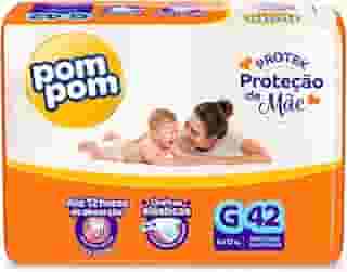 Fralda Pom Pom Protek Proteção de Mãe Mega G 42 Unidades