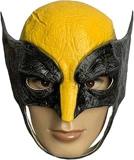 ZMJ Capacete Wolverine para crianças, máscara de látex, cosplay, baile de máscaras, fantasia de Halloween, adereços amarelo