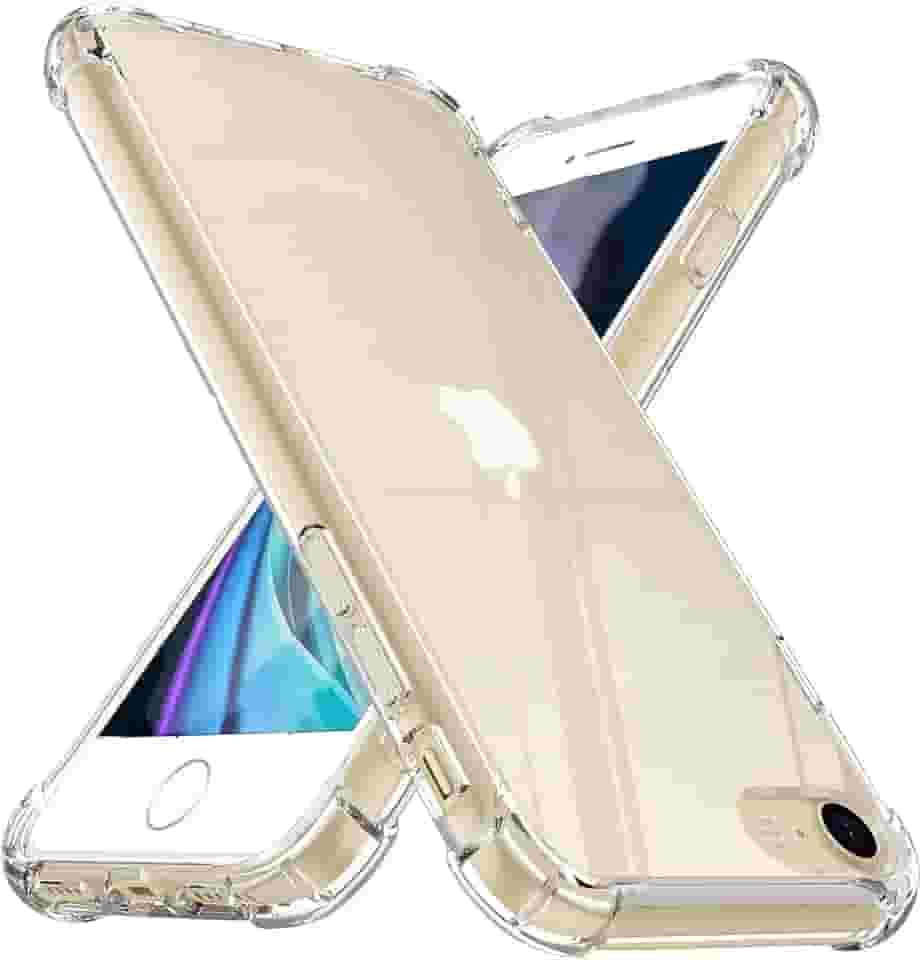 USTIYA Capa para iPhone SE 3ª/2ª geração/iPhone 8/7 Uso Resistente, Bumper Absorção Choques em TPU Transparente Protector Câmera Espessamento nas Quatro Pontas da Carcasa