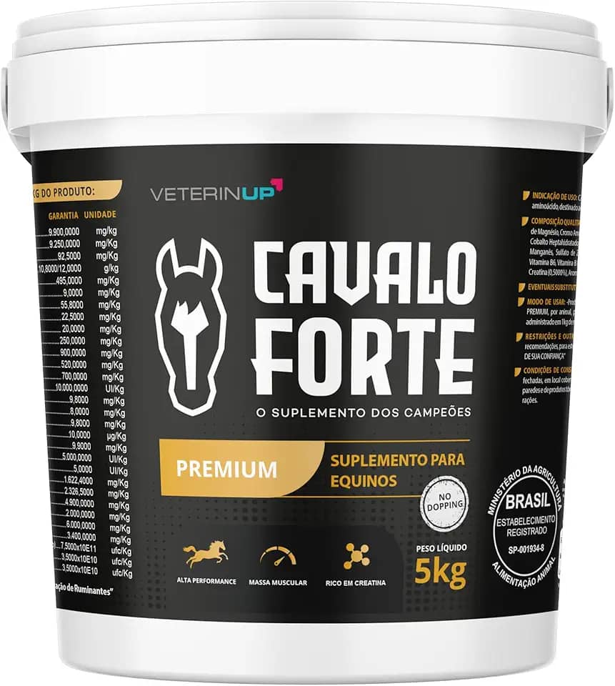 Cavalo Forte Premium 5Kg – Ajuda na Digestão, Diminui Dores nas Juntas, Fortalece a Imunidade e Deixa o Pelo Mais Brilhante para Equinos