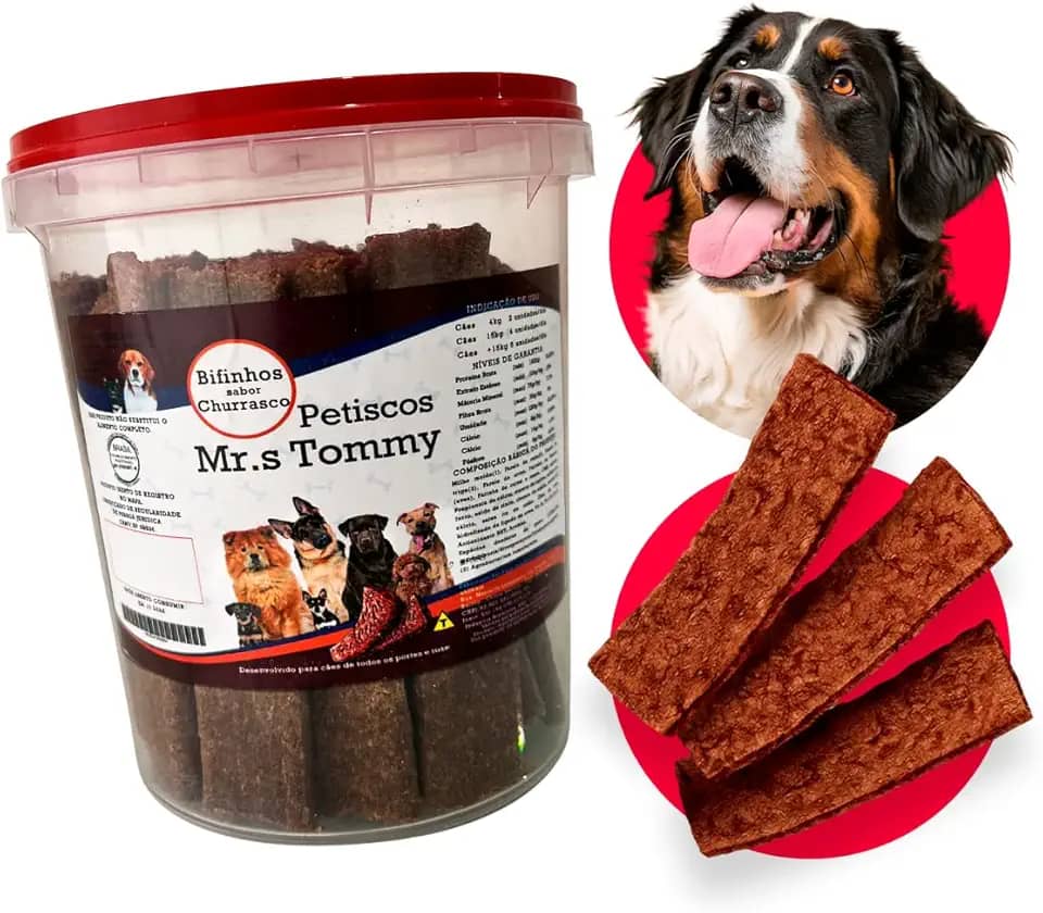 Petisco Bifinho Premium Para Cachorro Pote 500gr (Churrasco)