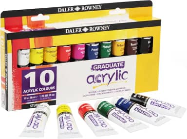 DALER ROWNEY, Graduate Acrylic, Conjunto de Tintas Acrilicas 38ml, 10 Cores Sortidas