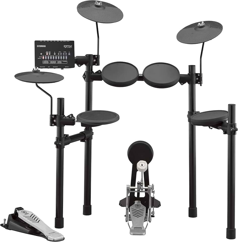 Yamaha Kit de bateria eletrônica personalizável DTX452K com almofada de caixa de 3 zonas, torre de chute e pedal de baixo KP65