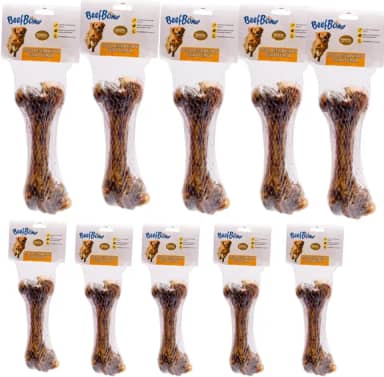 BeefBone Osso Defumado Suíno, Fêmur Desidratado Natural para Cachorro, 200g, 10 Unidades
