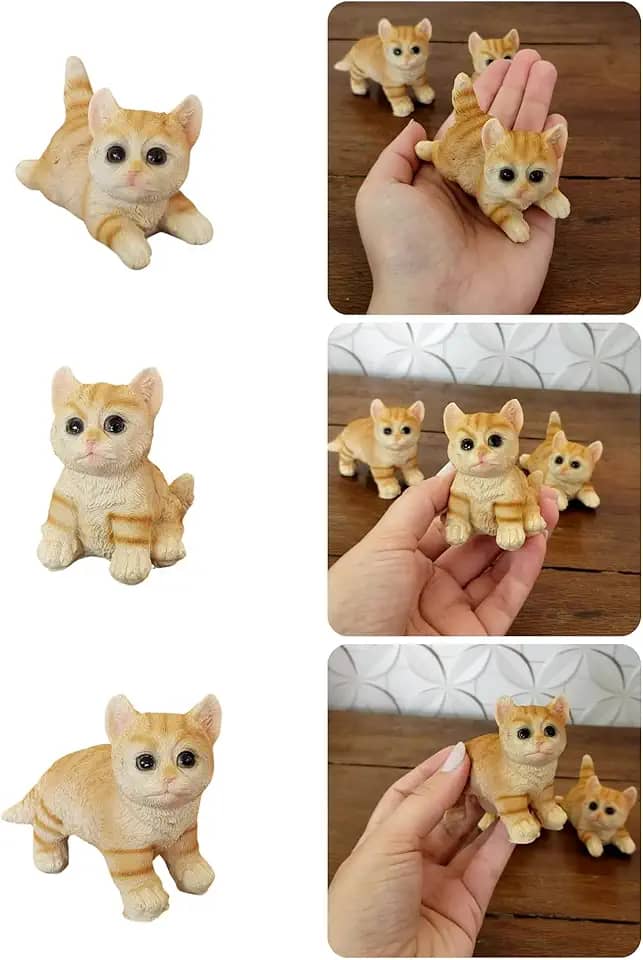 Kit 3 Mini Gatinhos em Resina Decoração Casa Escritório Presente Amantes de Gatos