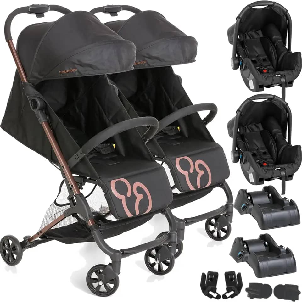 Carrinho Gemeos Galzerano Duolee 2 Bebe Conforto 2 Bases Cobre