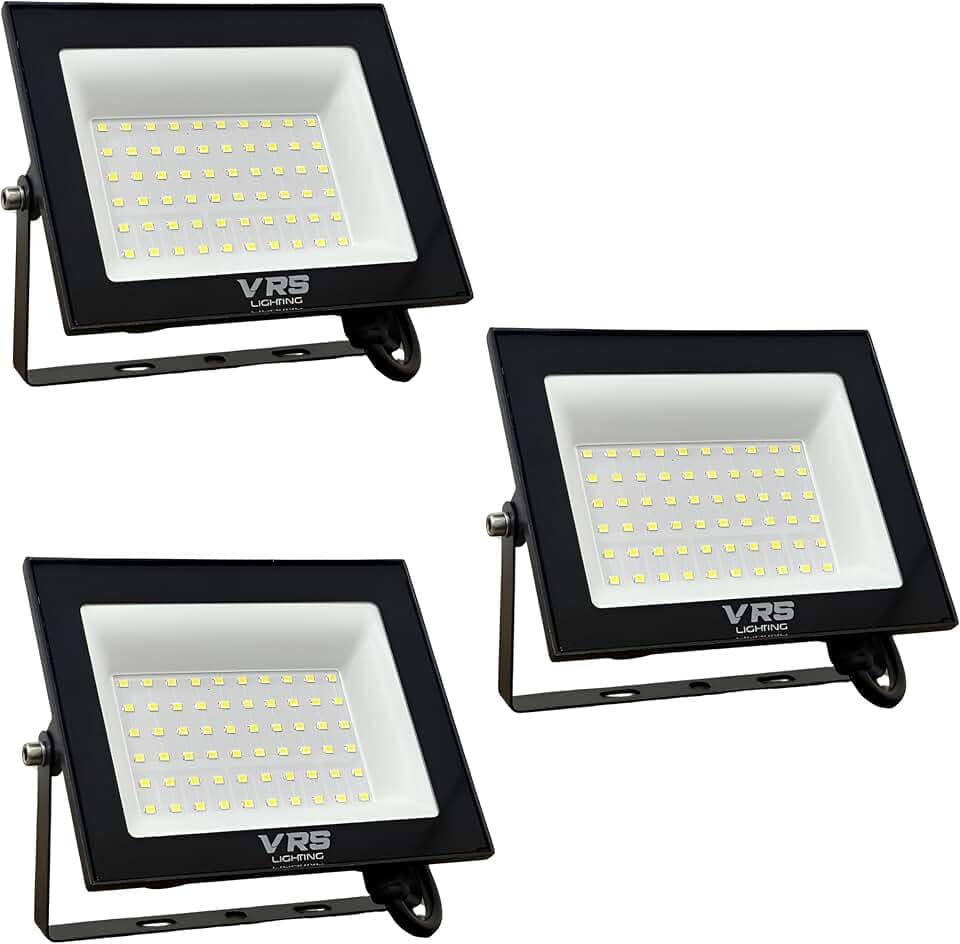 Refletor Led 100w Holofote Branco Frio 6500k IP67 Bivolt VRS Lighting (Kit 3 Unidades)