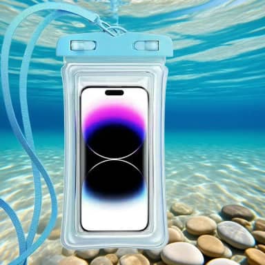 Pacote com 2 capas impermeáveis para celular, bolsa seca universal para telefone, sensível ao toque, capa à prova de vazamento para praia, cruzeiro, natação, mergulho com snorkel, preto/azul