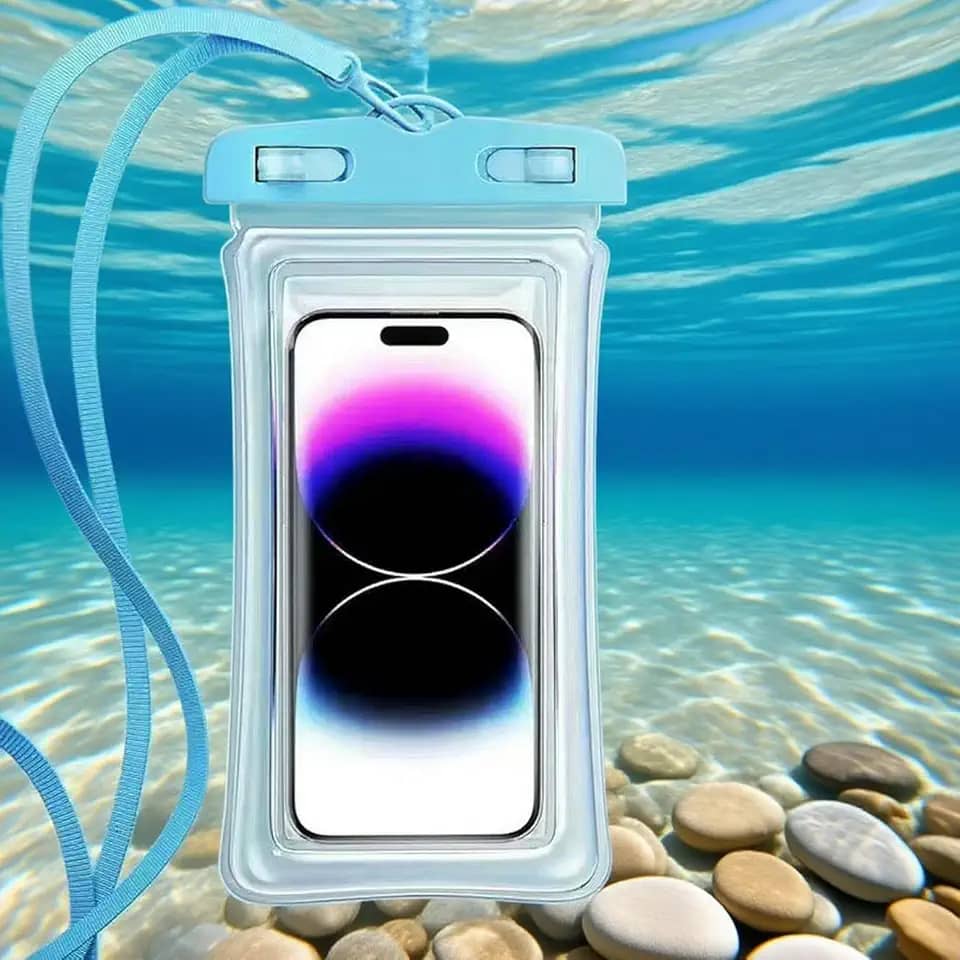 Pacote com 2 capas impermeáveis para celular, bolsa seca universal para telefone, sensível ao toque, capa à prova de vazamento para praia, cruzeiro, natação, mergulho com snorkel, preto/azul