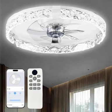 Hivento Ventilador de Teto com Aplicativo & Controle Remoto, Luz LED Regulável de 3000K-6000K, Ventilador DC Reversível de 6 Velocidades Silencioso, Dupla Voltagem 110V/220V