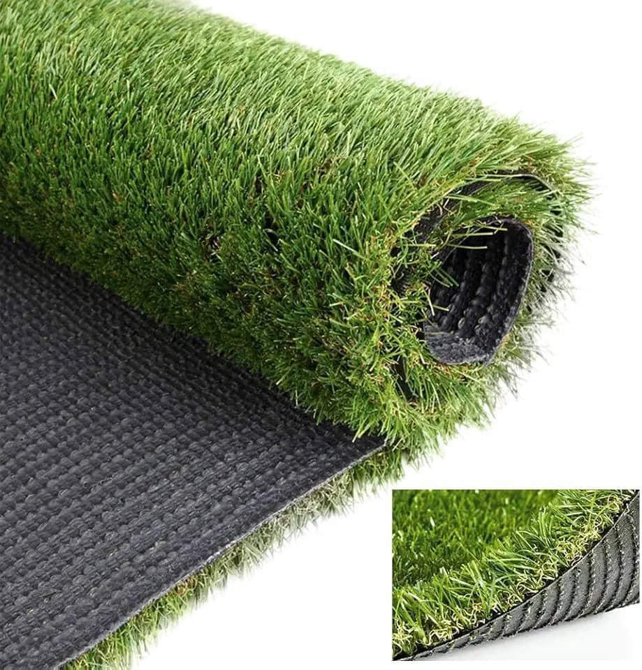 Gramado de grama artificial, 3FT x 5FT (15 pés quadrados) Tapete de grama sintética realista de 3,5 cm, tapetes de grama sintética realista de 35 mm de espessura para ambientes internos e externos, paisagem para animais de estimação, pátio, jardim, decoração de casa