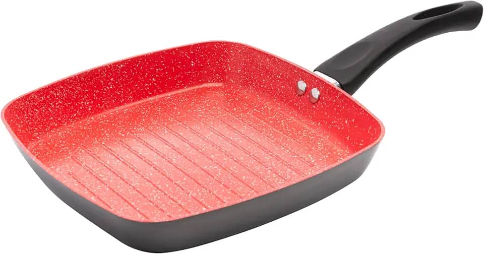 LYOR - Bistequeira de Indução em Alumínio com Revestimento Cerâmico Vermelha 24cm