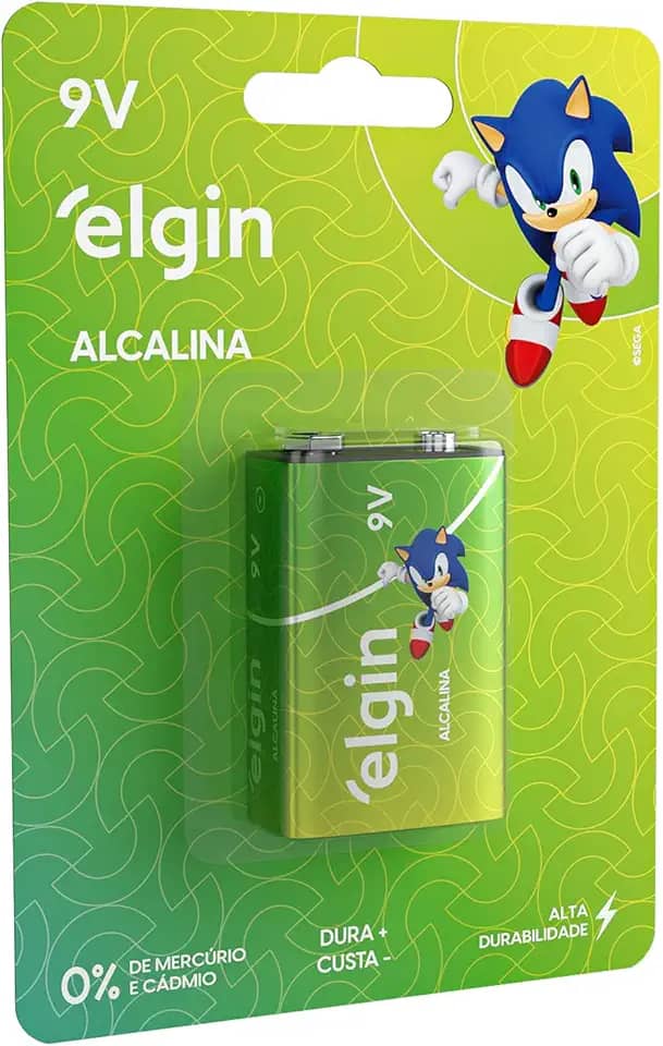 Bateria Alcalina Elgin com 1 unidade 9V Pilha
