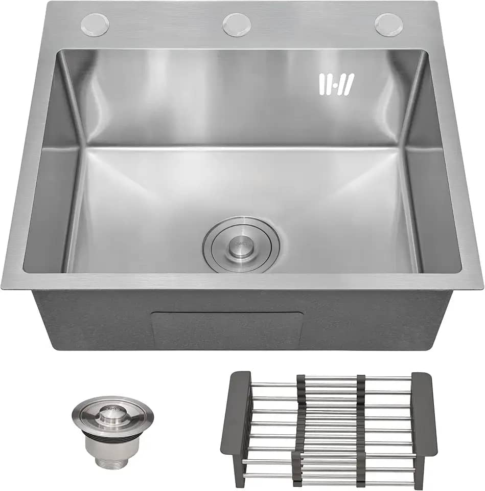 HOLTTER Kit Cuba Cozinha Gourmet Aço Inox 304 Resistente Corrosão Acompanha Cesto Escorredor Elegante Chique Fácil Limpeza Antirruído Embutir Sobrepor Cozinha Ilha Espaço Gourmet (Preta)