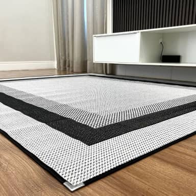 Tapete Para Sala Quarto Sisal 2,00x1,50m Cinza Preto Facil Limpar Lancer