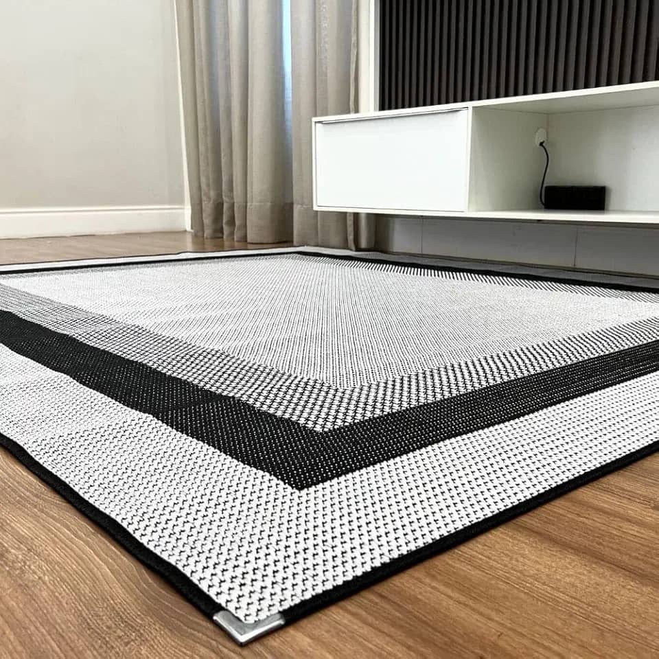 Tapete Para Sala Quarto Sisal 2,00x1,50m Cinza Preto Facil Limpar Lancer