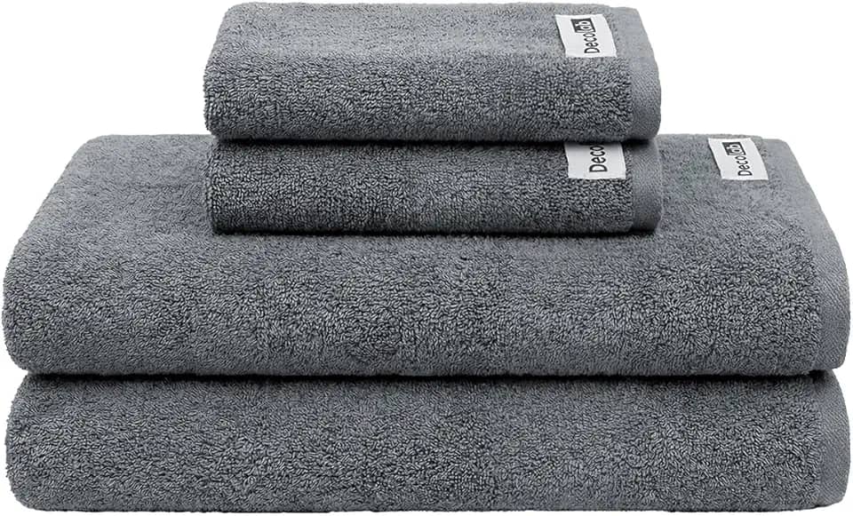 Decolab Jogo de Toalhas Air Light 100% Algodão (Cinza-claro e Cinza-escuro, 4 Peças)