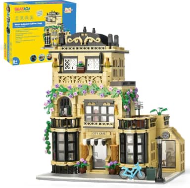 Conjunto de Blocos de Montar Construção de Café - Modelo de Construção de Cidade, Presente de Brinquedo STEM para Crianças e Adultos