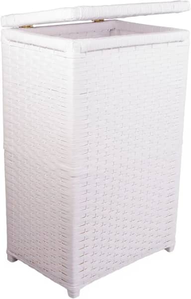 Cesto de Roupa Fibra Sintética Artesanal 36x25x60 Branco