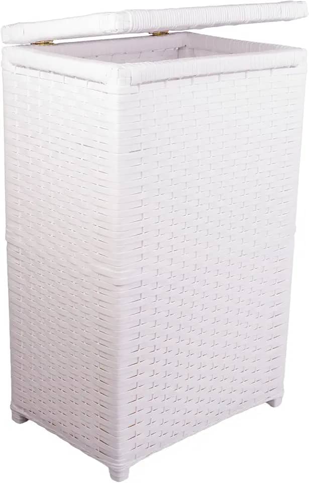Cesto de Roupa Fibra Sintética Artesanal 36x25x60 Branco