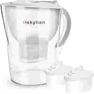 Hskyhan Jarra de filtro de água alcalina – 3,5 litros melhora o pH, 2 filtros incluídos, livre de BPA, sistema de filtragem de 7 estágios para purificador, branco