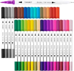 Kit 36 Canetas Brush Pen e Ponta Fina Dual – Canetinhas Coloridas para Desenho, Caligrafia, Arte e Lettering – Marcadores Colorir Canetinha para Colorir e Detalhes - AMAZING ® (Moderno, Pacote, 36)