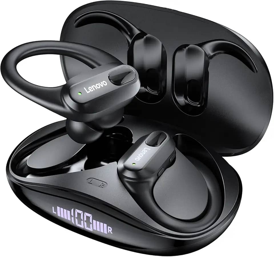 Lenovo Fone de Ouvido Sem Fio Original XT80 Esportes Fones de Ouvido Sem Fio HiFi Bluetooth 5.3 Fones de Ouvido Jogo Baixo com Mic Fone Bluetooth Redução de Ruído Earhooks XT80 preto