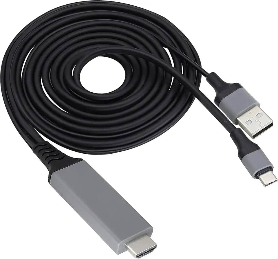 zdyCGTime 2 em 1 MHL USB tipo C 3.1 macho e USB 2.0 A macho para HDMI macho 4K a 30Hz HDTV cabo de carregamento de saída de áudio espelhado compatível com Android, MacBook, iPad, Thunderbolt 3 (2