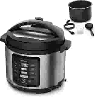 Panela pressão elétrica Electrolux digital capacidade 5L silenciosa segura 10 travas segurança 9 receitas pré-programadas PCC15 inox preto 127v por Rita Lobo