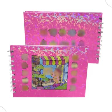 Livro de Colorir com 48 Folhas Papel Grosso Capa Dura Brilhante Holográfica vem com folha protetora de acetato (Rosa)