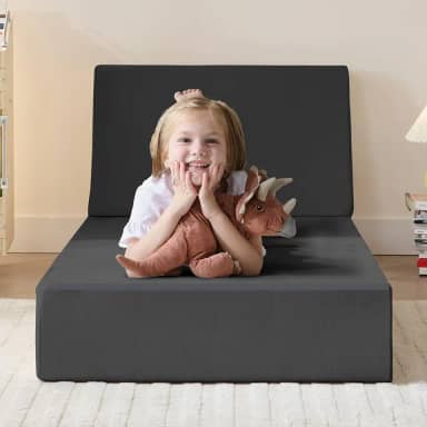 Rilelola Sofá-cama dobrável, poltrona e sofá futon, sofá-cama conversível, sofá de chão para sala de estar/quarto de hóspedes/dormitório/escritório em casa, tamanho individual, preto