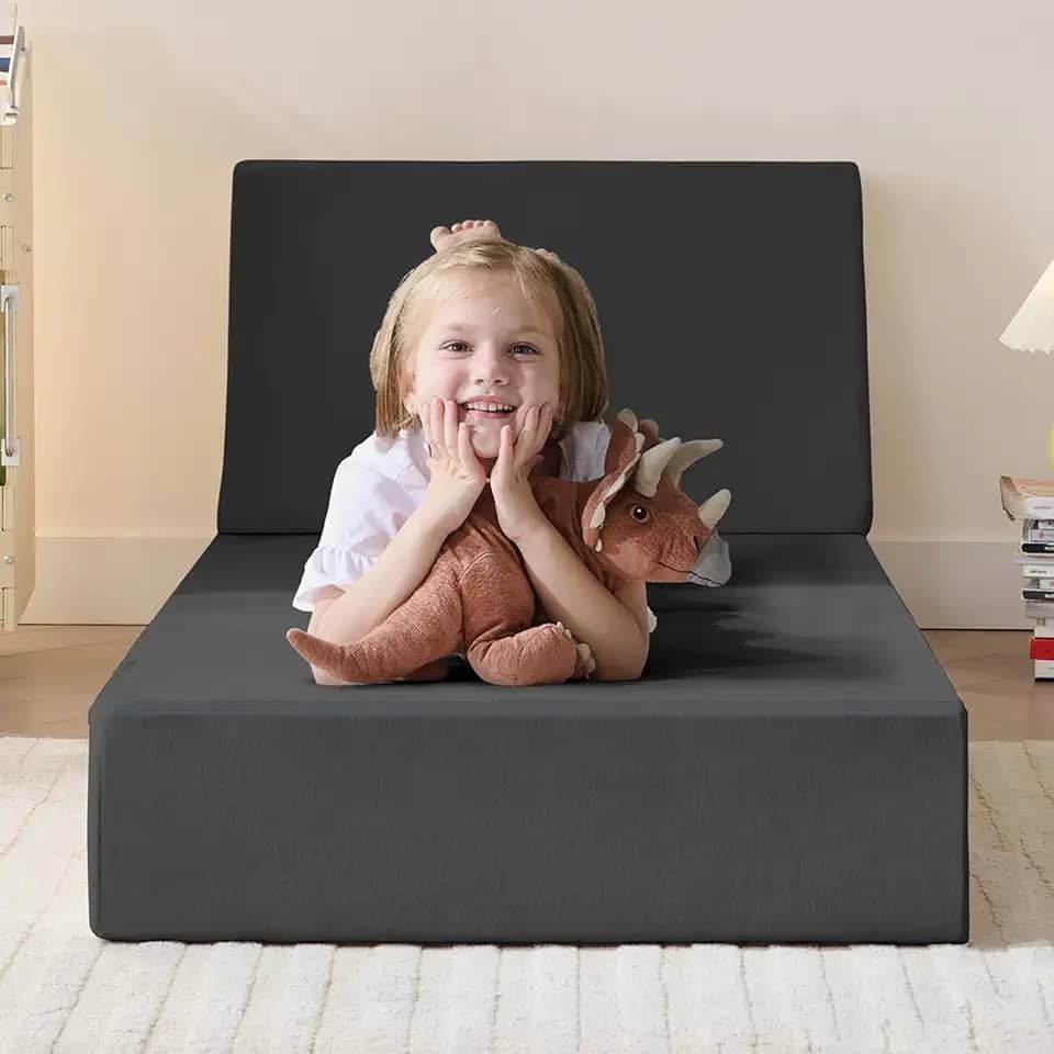 Rilelola Sofá-cama dobrável, poltrona e sofá futon, sofá-cama conversível, sofá de chão para sala de estar/quarto de hóspedes/dormitório/escritório em casa, tamanho individual, preto