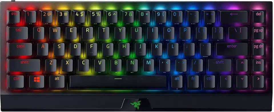 RAZER Teclado mecânico para jogos Blackwidow V3 Mini Hyperspeed (Green Switch) 65% sem fio (Rz03-03891400-R3M1)
