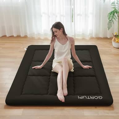 Colchão de chão japonês solteiro sem capa lavável, colchão futon japonês dobrável para chão, cama, colchão para dormir, colchão de tatame, colchão dobrável japonês preto A, solteiro