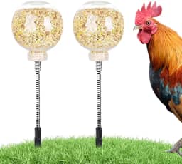 Bohany Dispensador De Comida Para Galinhas | 2 Peças Comedouro Para Galinhas Exterior Com Estaca | Calha Móvel Recarregável Para Quintal Jardim Treino Exercício