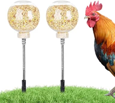 Bohany Dispensador De Comida Para Galinhas | 2 Peças Comedouro Para Galinhas Exterior Com Estaca | Calha Móvel Recarregável Para Quintal Jardim Treino Exercício