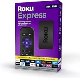 Roku Express - Streaming player Full HD, Transforma sua TV em Smart TV, controle remoto e cabo HDMI inclusos