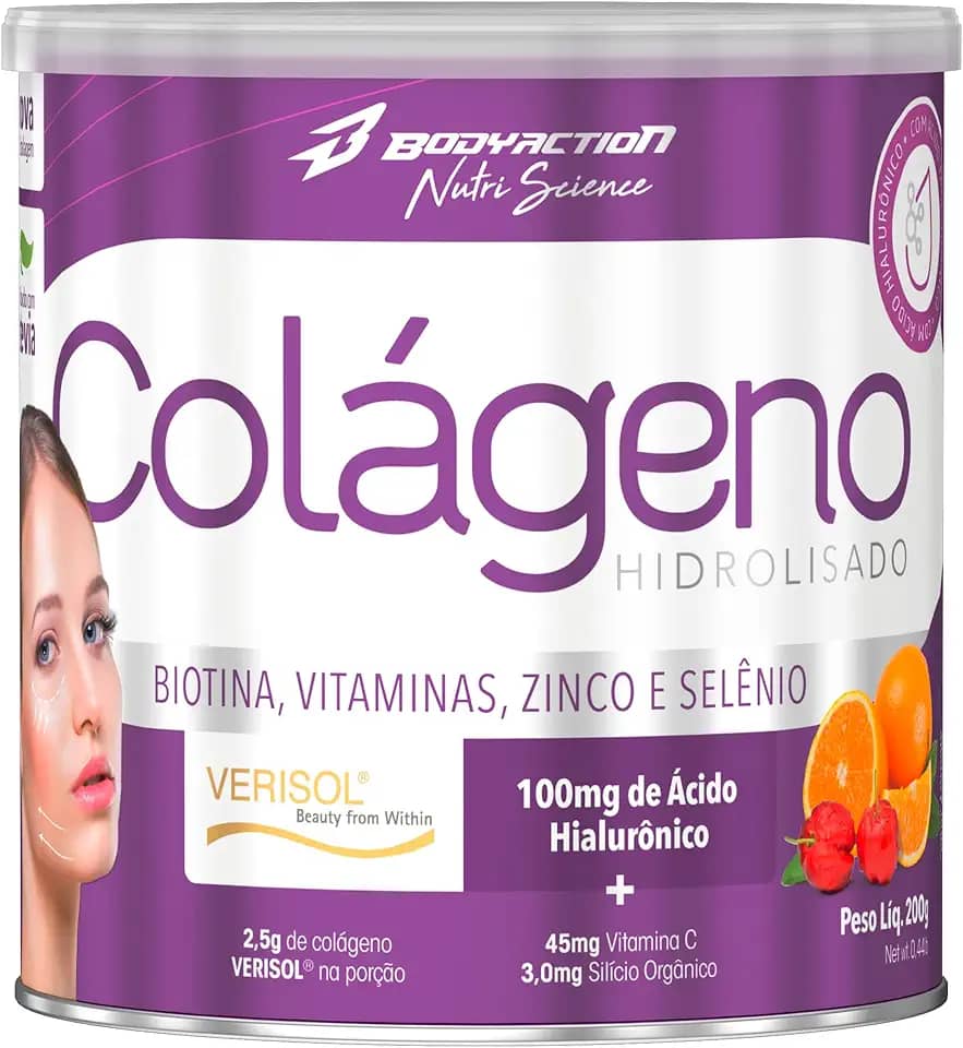 Colágeno Verisol com Ácido Hialurônico 200g Sabor Laranja C/Acerola Bodyaction