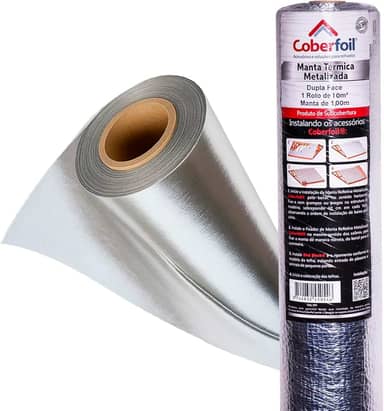 Manta Térmica Subcobertura para Telhado Dupla Face 1mx10m² Metalizada Aluminizada Conforto Térmico e Proteção Economia na Conta Refletiva Resistente