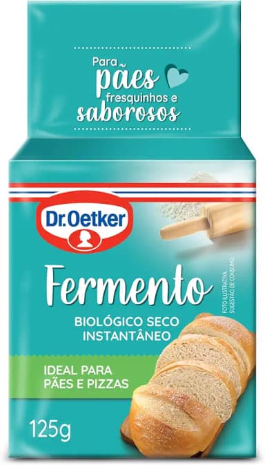 Dr. Oetker Fermento Biológico Seco Instantâneo, Para Pães, Pizzas, Massas Doces e Salgadas, Receitas Fofas e Macias, 125g