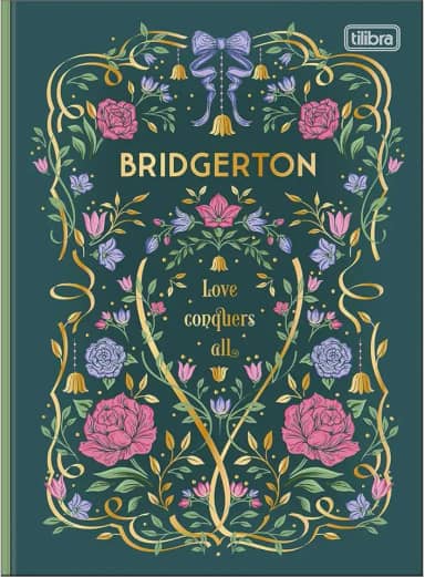 Tilibra - Caderno Brochura Capa Dura Colegial Bridgerton 80 Folhas - Love Conquers All Verde