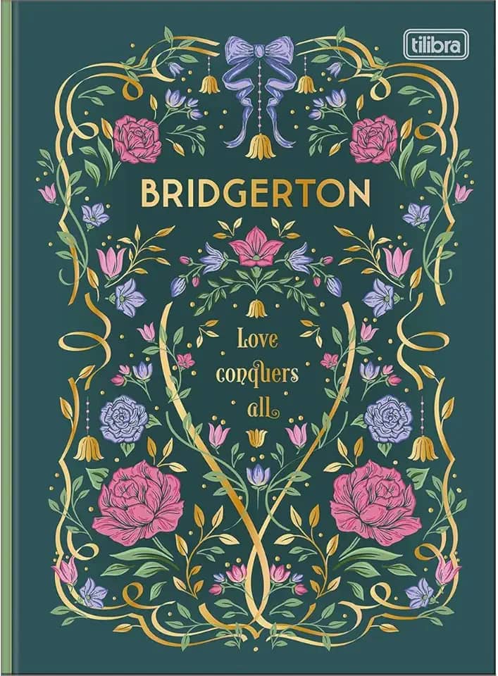Tilibra - Caderno Brochura Capa Dura Colegial Bridgerton 80 Folhas - Love Conquers All Verde
