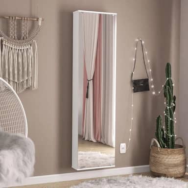 Penteadeira Armário Porta-joias com Espelho Suspenso Dubai Branco