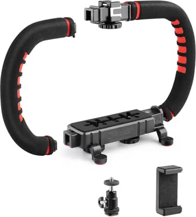 Zeadio Estabilizador de câmera para smartphone, equipamento de vídeo portátil, compatível com todas as câmeras, filmadoras, câmeras de ação, DSLR e para todos os smartphones iPhone e Android