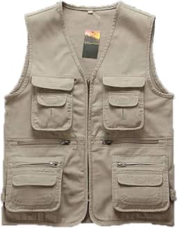Colete Masculino Pesca Fotografia com Vários Bolsos Jaqueta sem Mangas Moto Casual para Homens