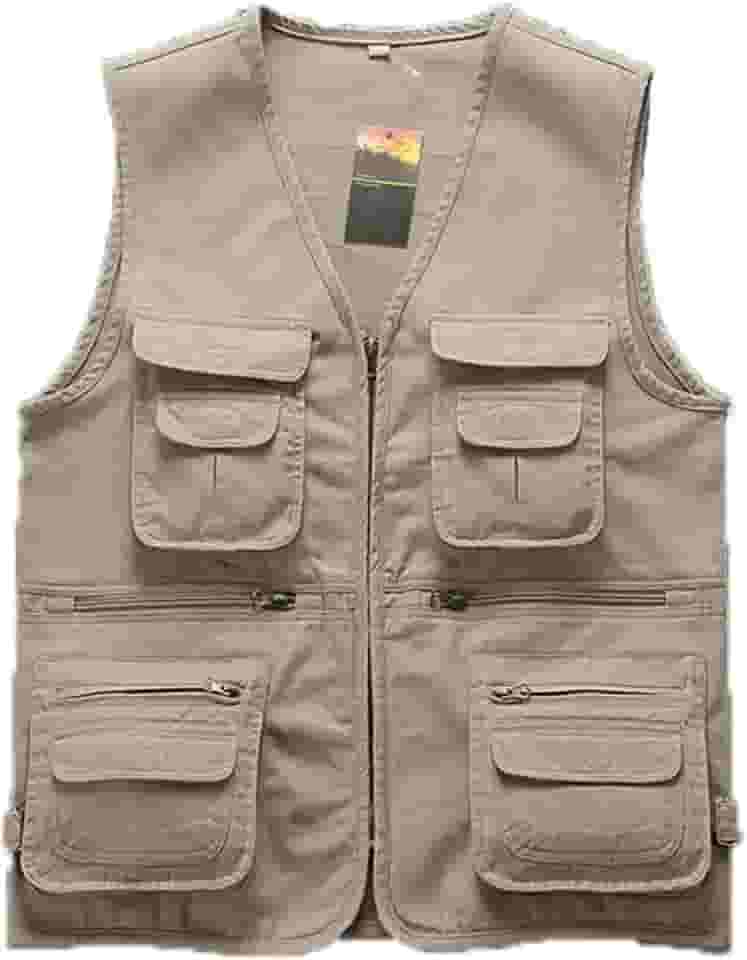 Colete Masculino Pesca Fotografia com Vários Bolsos Jaqueta sem Mangas Moto Casual para Homens