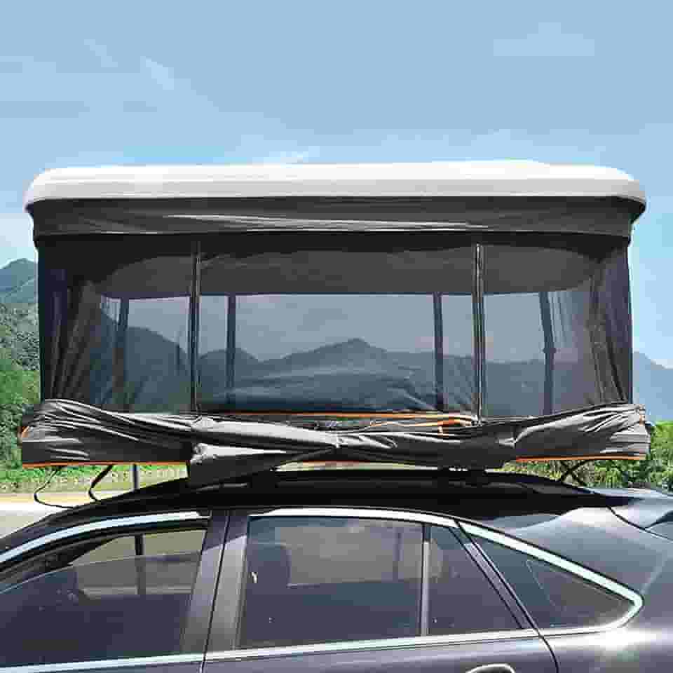 Tendas de teto para acampamento à prova d'água, barraca de teto solar, caminhão de teto, SUV barraca de telhado de acampamento com escada respirável grande espaço para viagem ao ar livre barraca de